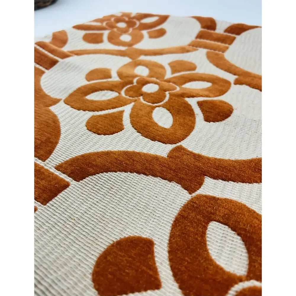 Orange Moroccan Style Tile Texture Pillow Cover Thick Zipper Zip Boho Ethnic 17
